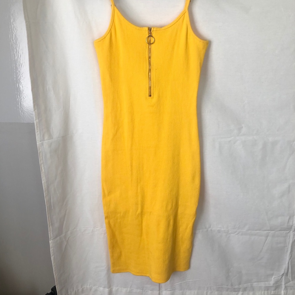 Yellow Zipper Midi Dress